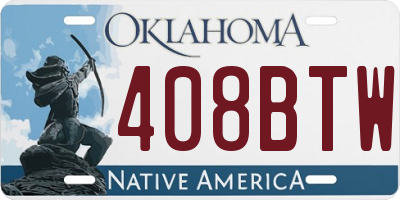OK license plate 408BTW