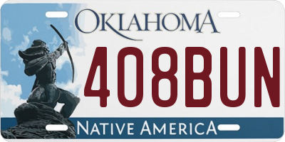 OK license plate 408BUN