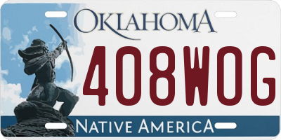 OK license plate 408WOG
