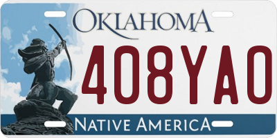 OK license plate 408YAO