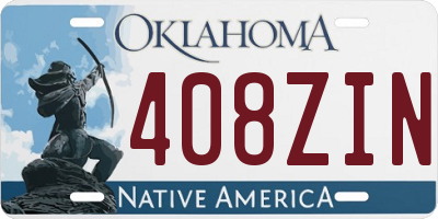 OK license plate 408ZIN