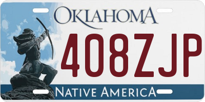 OK license plate 408ZJP