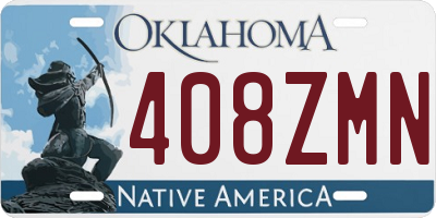 OK license plate 408ZMN