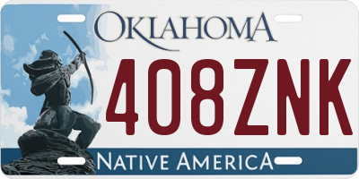 OK license plate 408ZNK