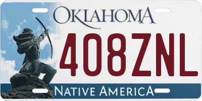 OK license plate 408ZNL