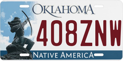 OK license plate 408ZNW