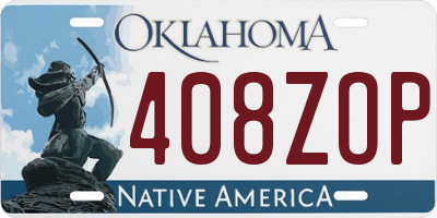 OK license plate 408ZOP