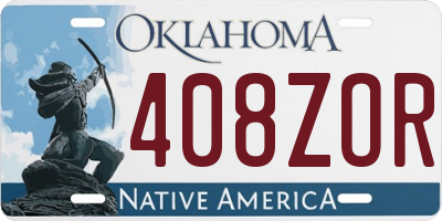 OK license plate 408ZOR