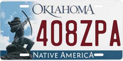 OK license plate 408ZPA