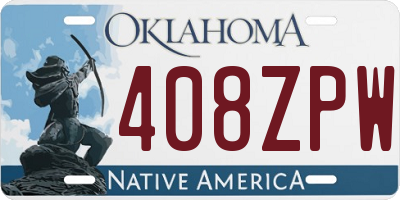 OK license plate 408ZPW