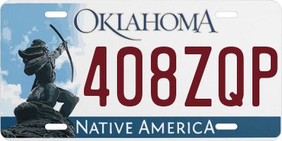 OK license plate 408ZQP