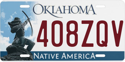 OK license plate 408ZQV