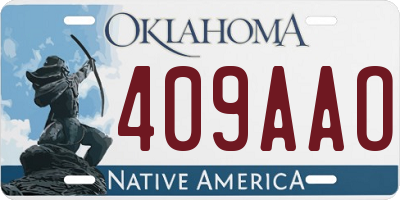 OK license plate 409AAO