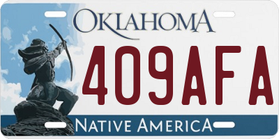 OK license plate 409AFA
