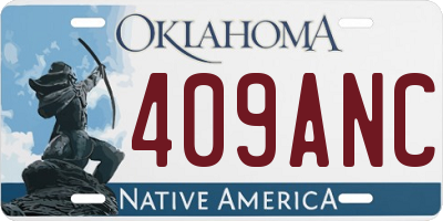 OK license plate 409ANC