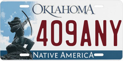 OK license plate 409ANY