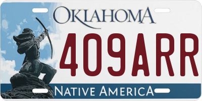 OK license plate 409ARR