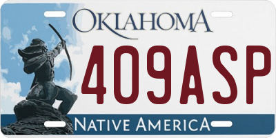 OK license plate 409ASP