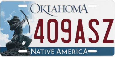 OK license plate 409ASZ
