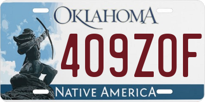OK license plate 409ZOF