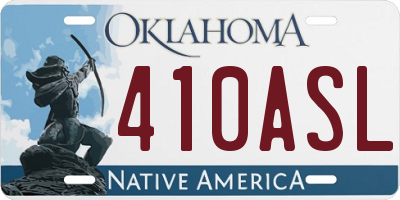 OK license plate 410ASL