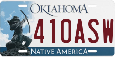 OK license plate 410ASW