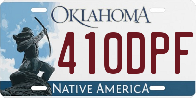 OK license plate 410DPF