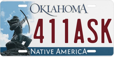 OK license plate 411ASK