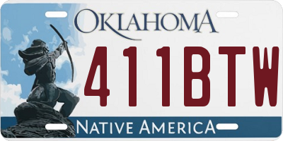 OK license plate 411BTW