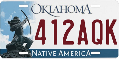 OK license plate 412AQK