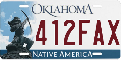 OK license plate 412FAX