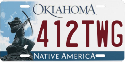 OK license plate 412TWG