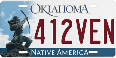 OK license plate 412VEN