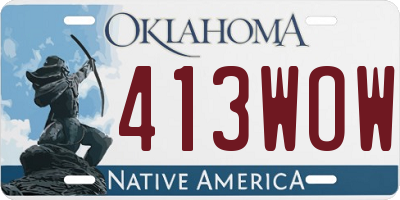 OK license plate 413WOW