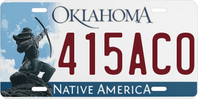 OK license plate 415ACO