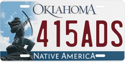 OK license plate 415ADS