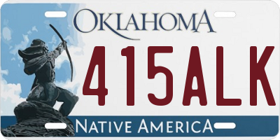 OK license plate 415ALK