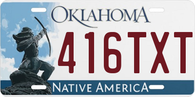 OK license plate 416TXT