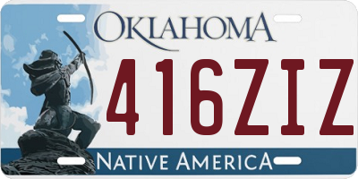OK license plate 416ZIZ