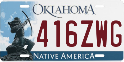 OK license plate 416ZWG