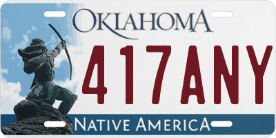 OK license plate 417ANY