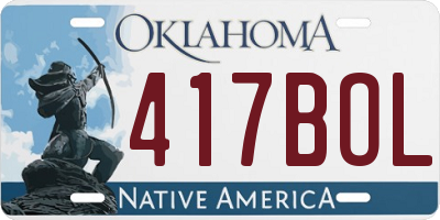 OK license plate 417BOL