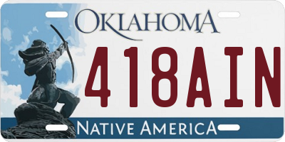 OK license plate 418AIN