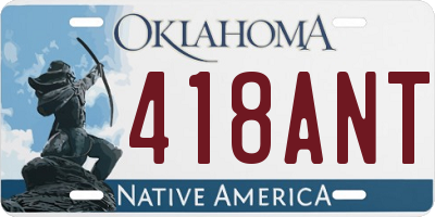 OK license plate 418ANT