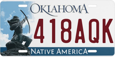 OK license plate 418AQK