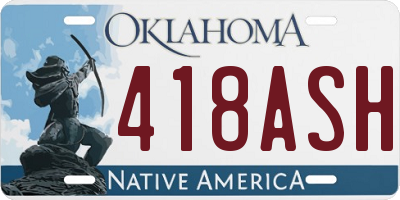 OK license plate 418ASH