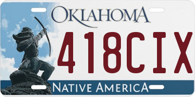 OK license plate 418CIX
