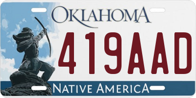 OK license plate 419AAD