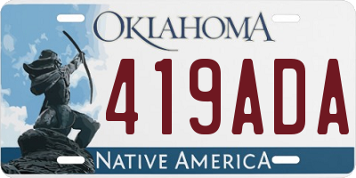 OK license plate 419ADA