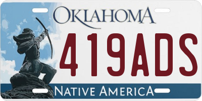 OK license plate 419ADS